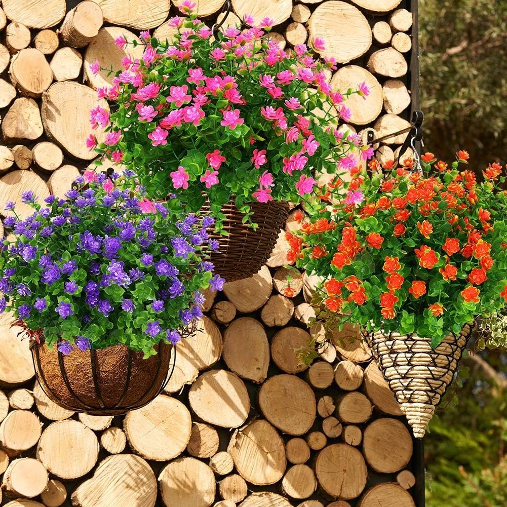 Realistic UV Resistant Pink Boxwood Faux Flowers – 4 Pack for -Round Beauty