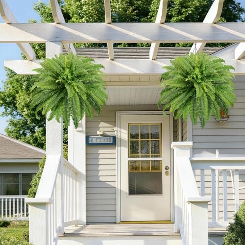 Fake Ferns, Artificial Ferns for Outdoors large, 2 Packs 45in Faux Fern