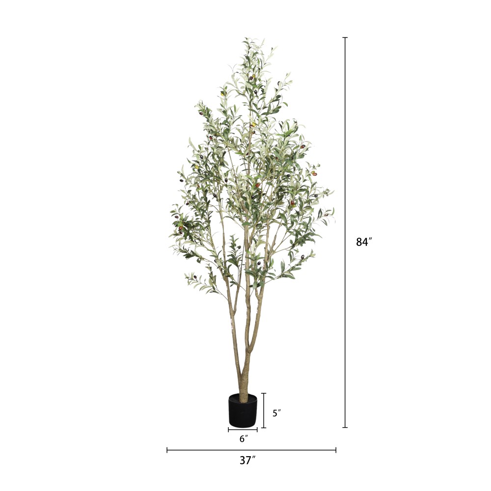 Artificial Olive Tree in Black Plastic Pot, 1pc/set