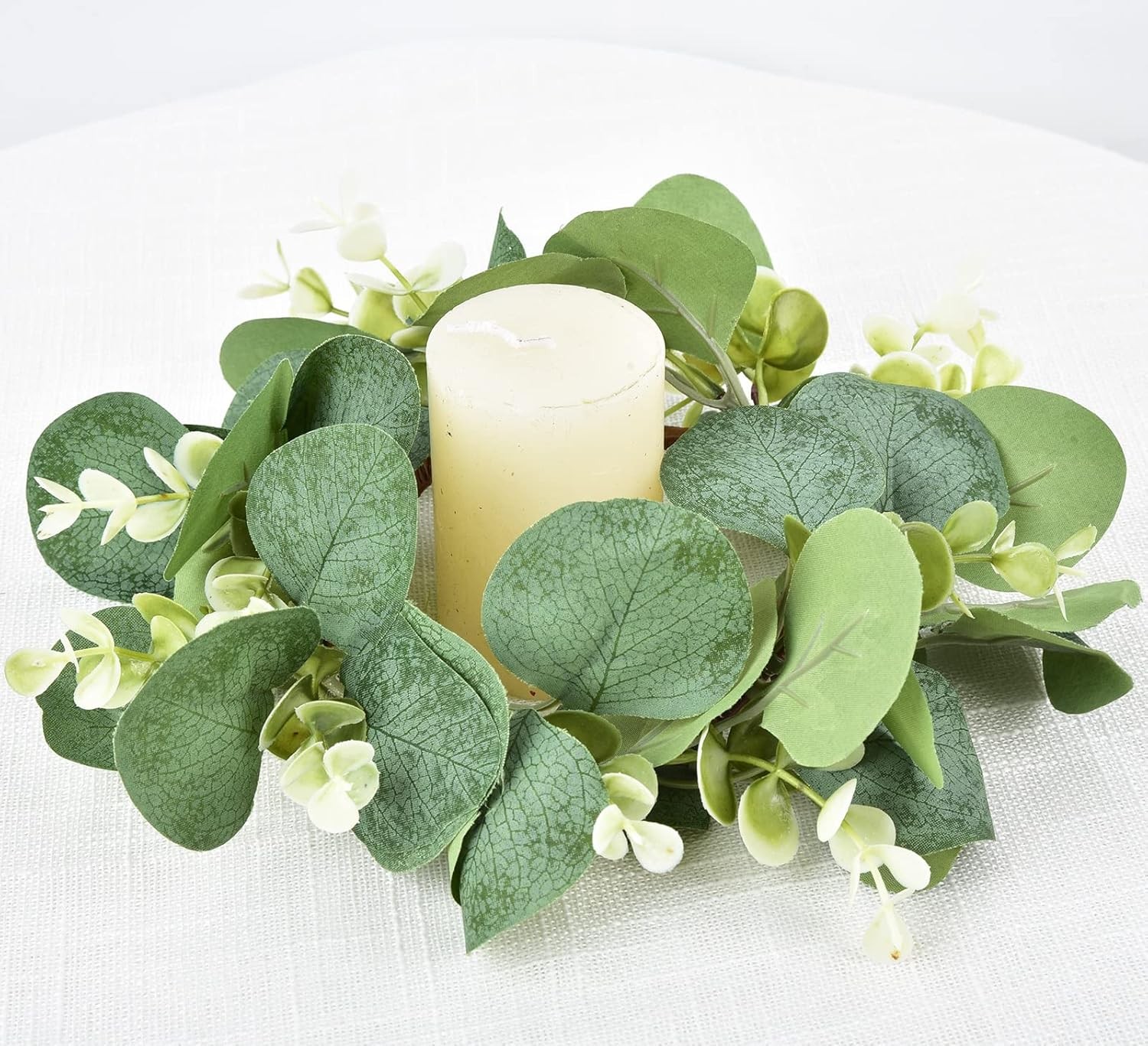 “LSKYTOP 9” Eucalyptus Faux Greenery Wreath Farmhouse Kitchen Door Wall Decor”