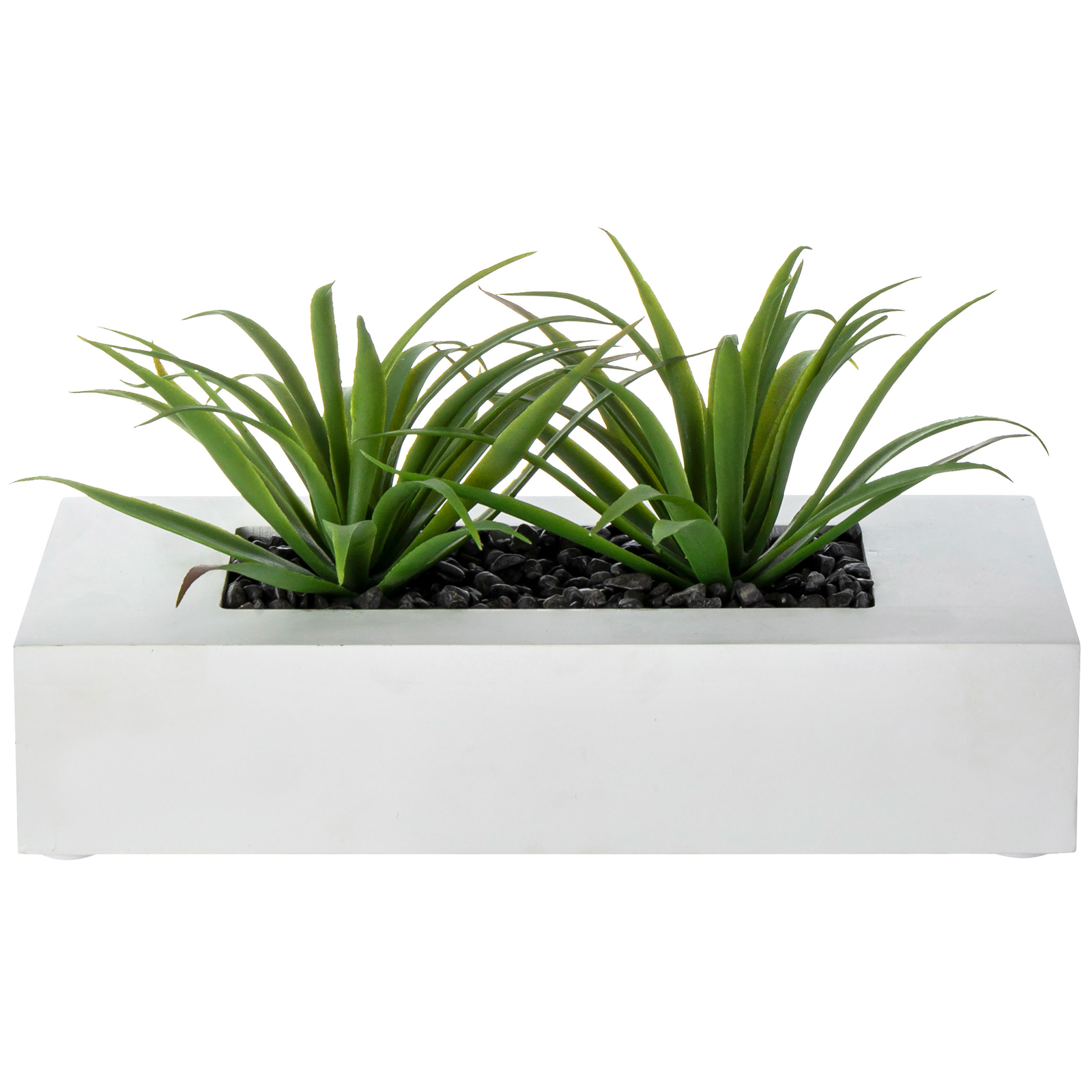 10 In Artificial Green Grass Plants in White Wood Centerpiece Decorative Planter