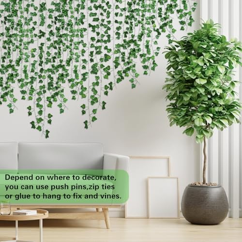 Fake Vines for Room Decor(Pack 84ft), Home Bedroom Wall Decor Aesthetic, 12
