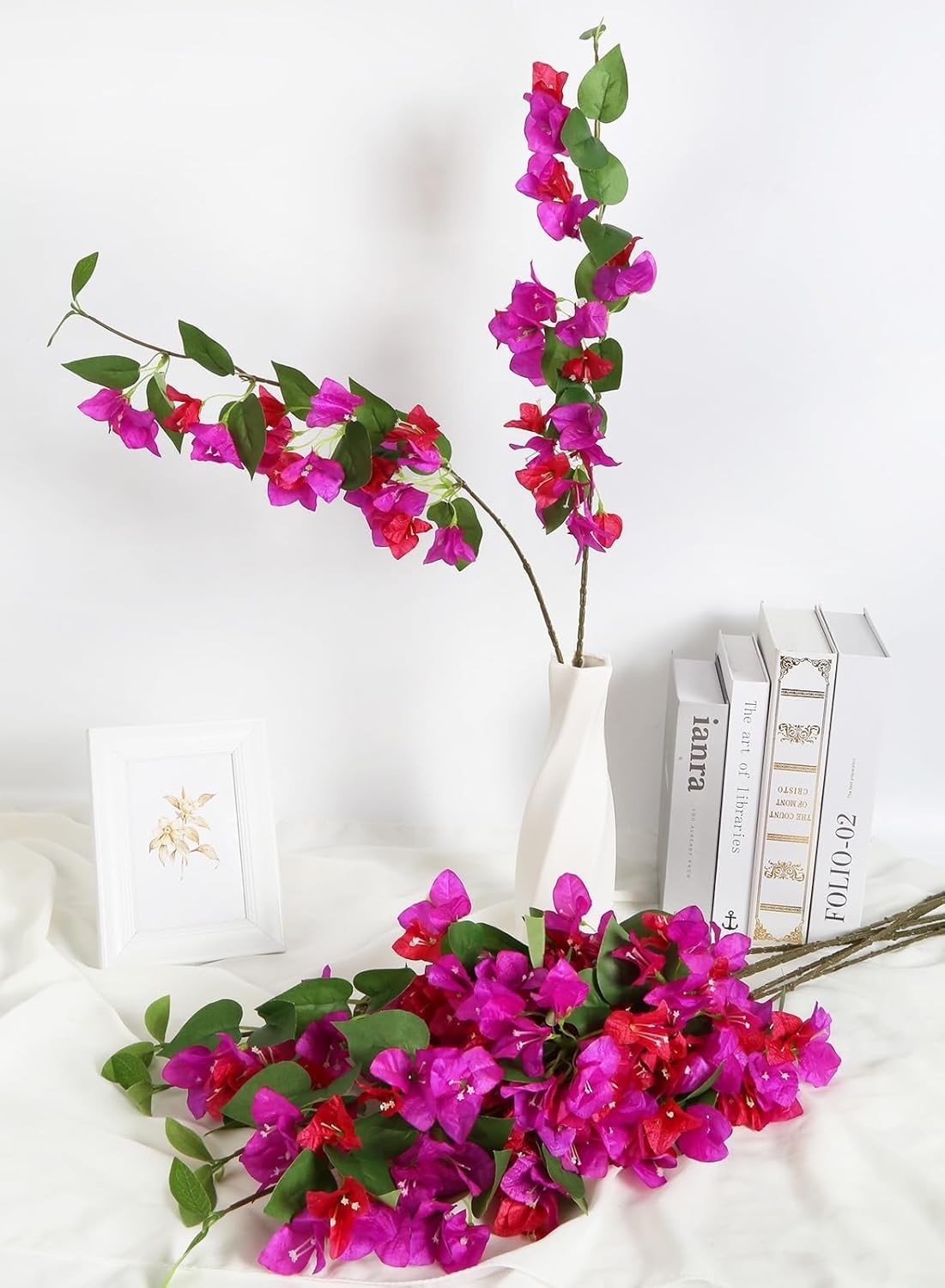 12PCS Bougainvillea Artificial Flowers 31.50″ Long Stem Faux Silk Bougainvill…