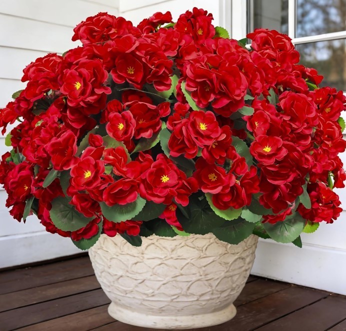 Artificial Geraniums Flowers for Outdoors Mother’S Day Decor, 4 Bundles Fake Flo