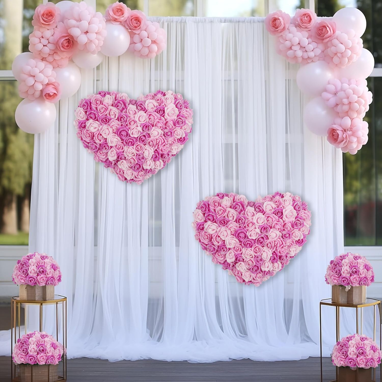 200 PCS Mixed Pink Foam Flowers 1.97 Inch Glitter Artificial Roses Crafts