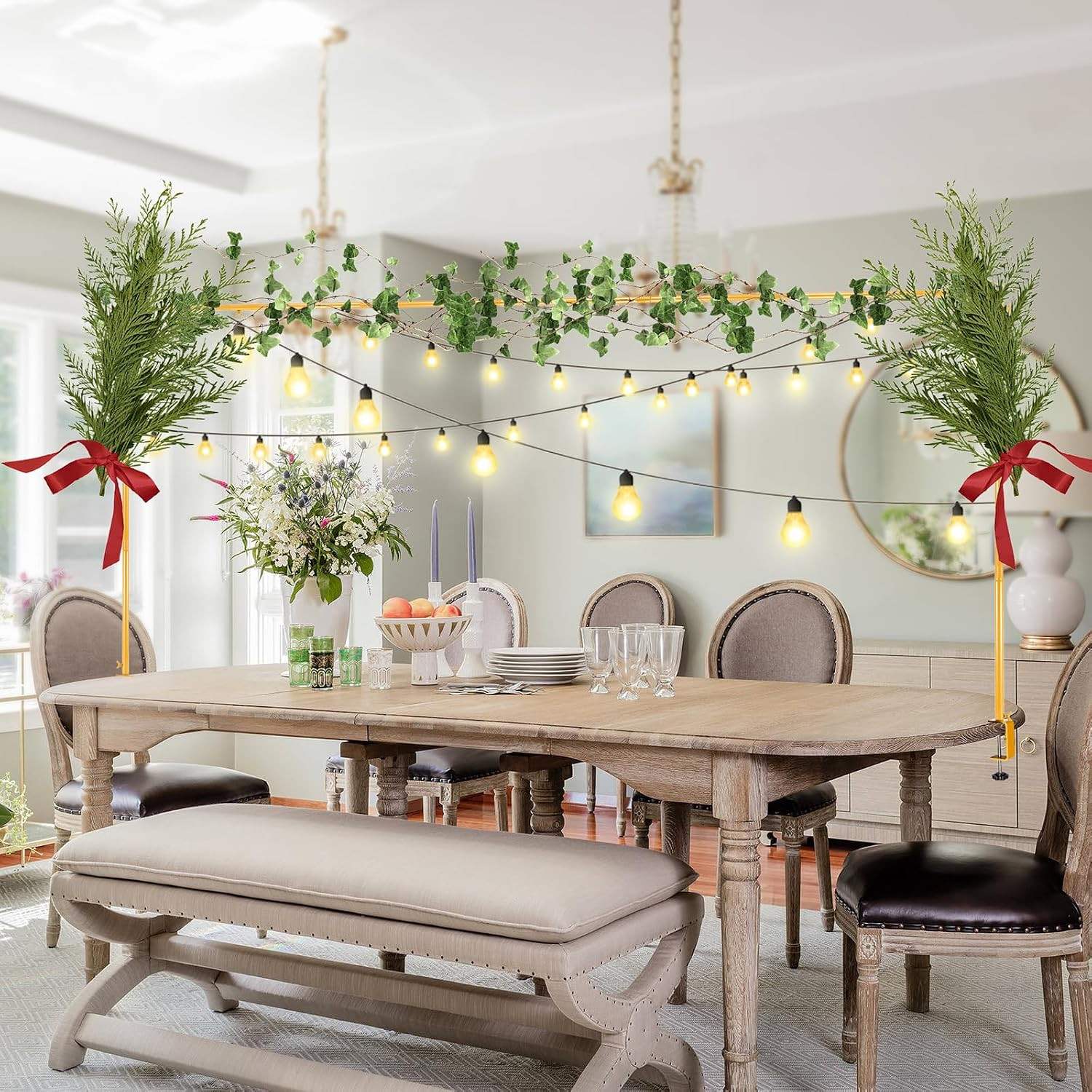 Over the Table Artificial Plants & Greenery Decor Rod Stand with Clamps, Adjusta