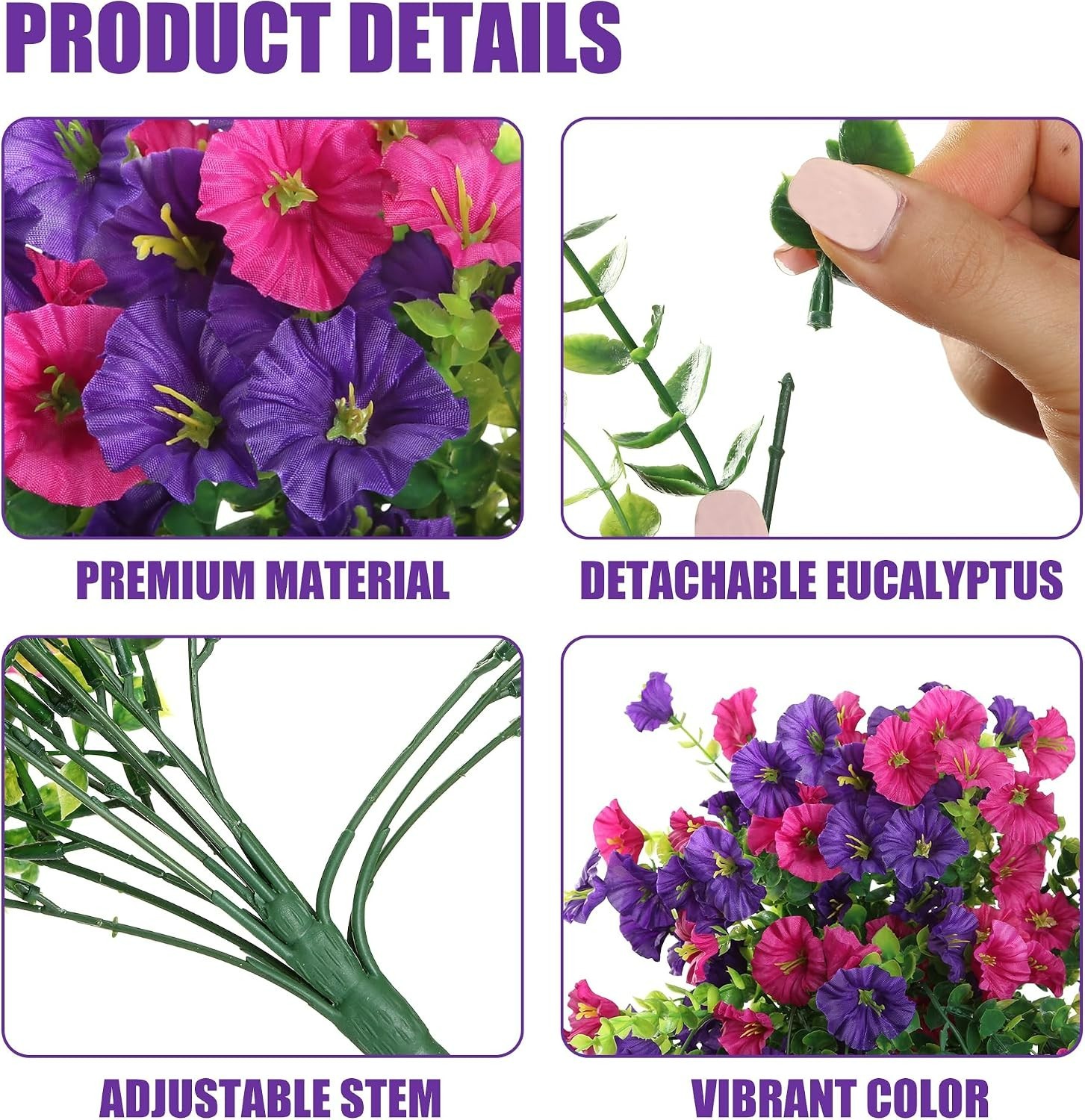 Lifelike Purple & Magenta Faux Hanging Flower Plants – Indoor & Outdoor Use