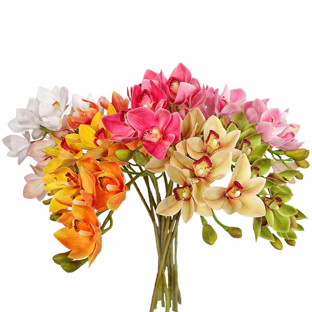 28.5inch Artificial Phalaenopsis Flowers 2 Bunch 10 Large Petals Orchids Fake…