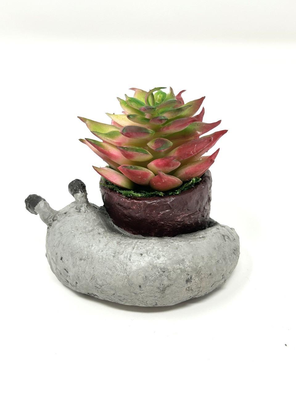2.5″ Potted Baby SLEEPING DOG Blob House Mini pot WITH faux Red-Green Succulent