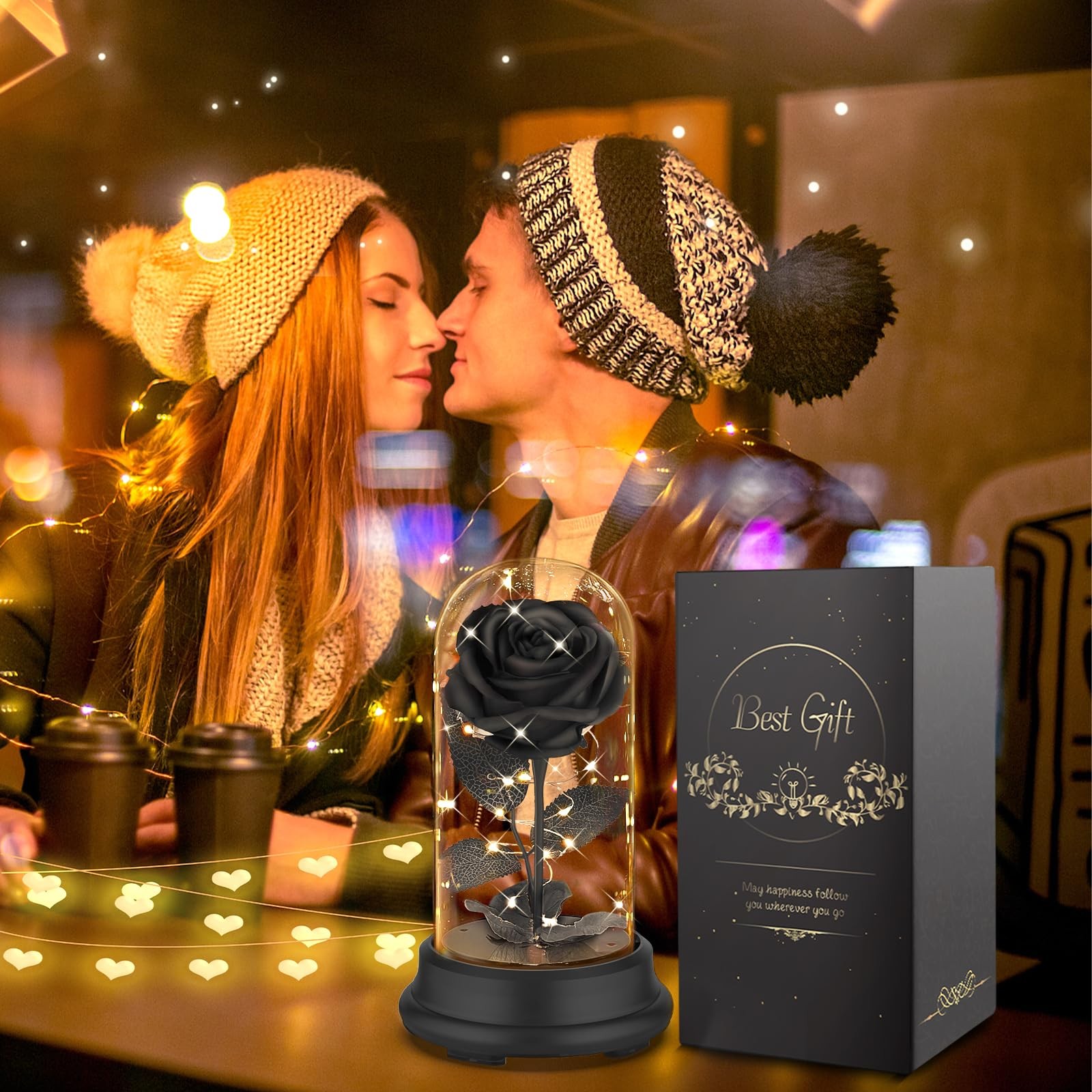 Deluxsa Forever Preserved Black Rose Birthday Gifts for Women,Eternal Flower …
