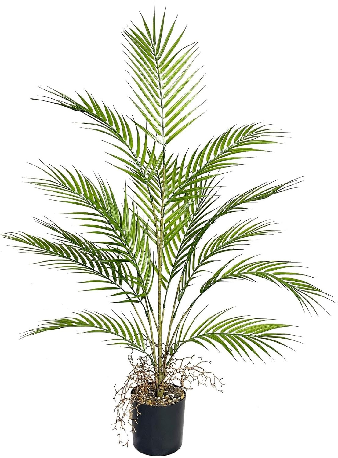 3FT Large Artificial Plants in Pot Fake Palm Tree with Black Tall Planter, Faux