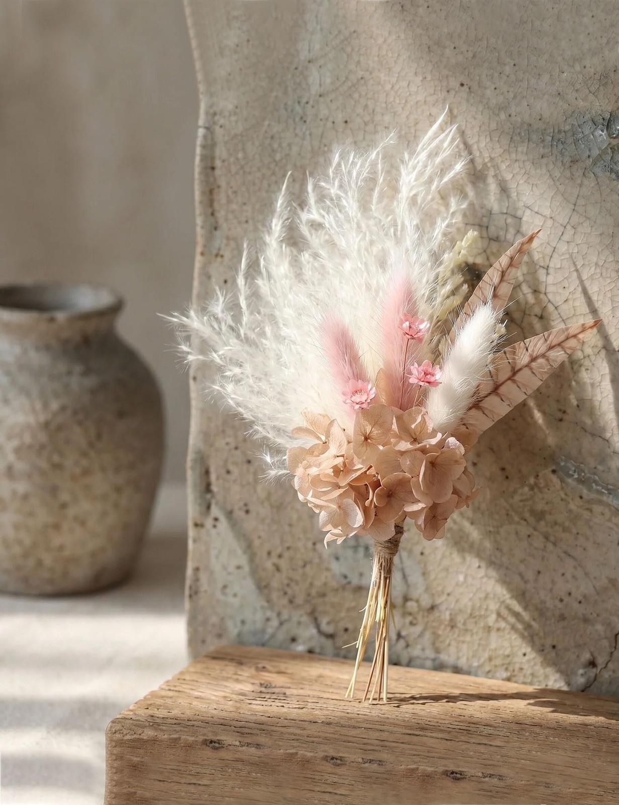 6 Pack Dusty Pink Miniature Small Dried Pampas Grass Flower Bouquet Crafts