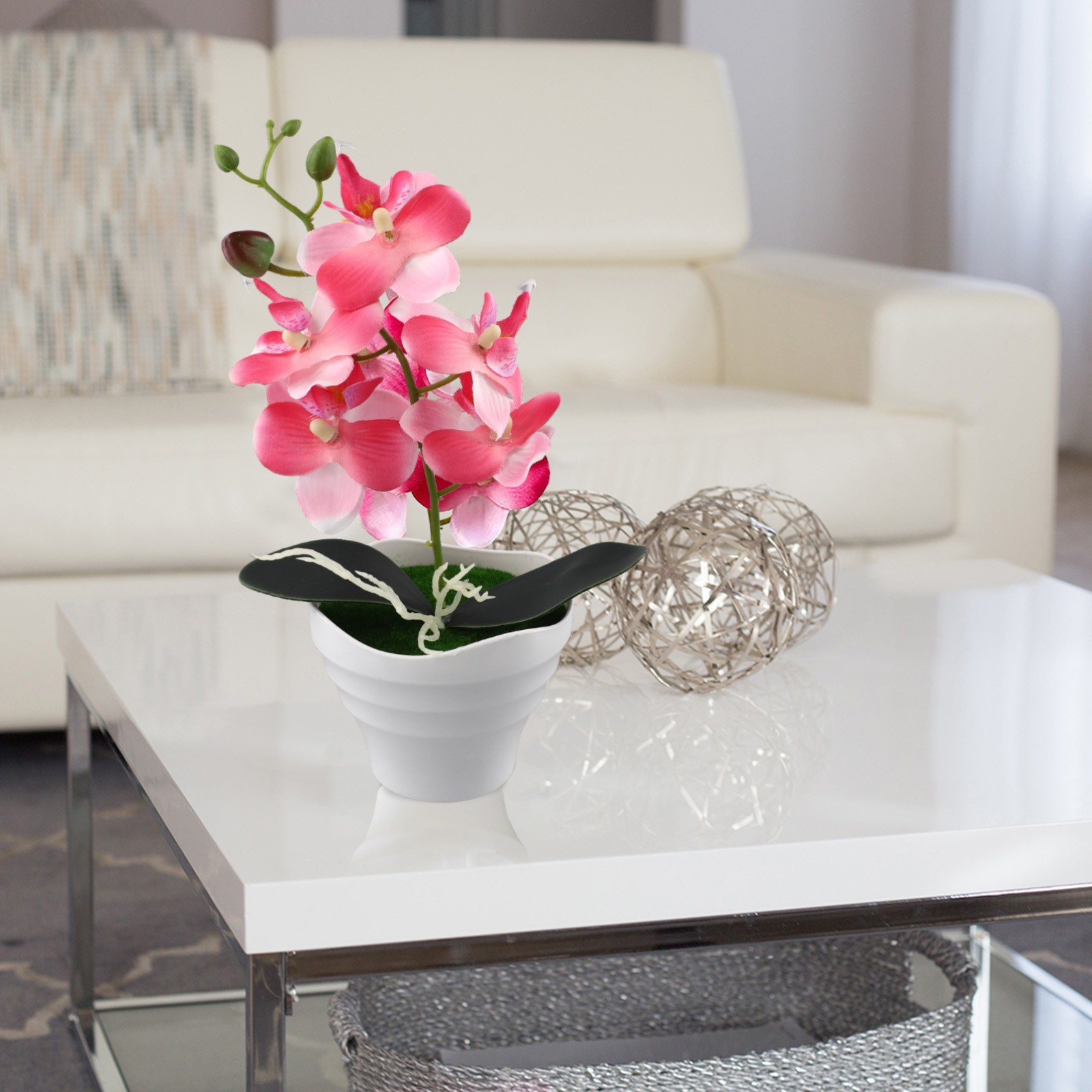 Artificial Butterfly Orchid Flower Plants In Pot Fake Home Wedding Party Decor