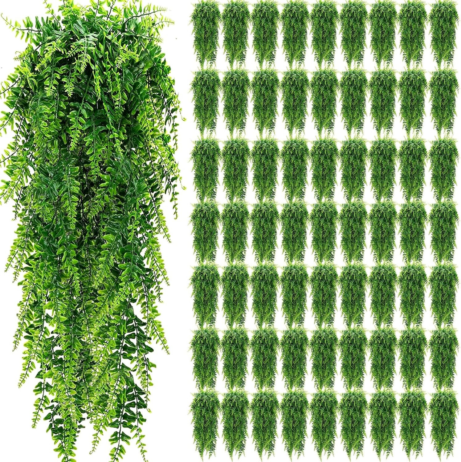 64 Pcs 32″ Artificial Boston Ferns for Indoor Outdoor Wall Decor