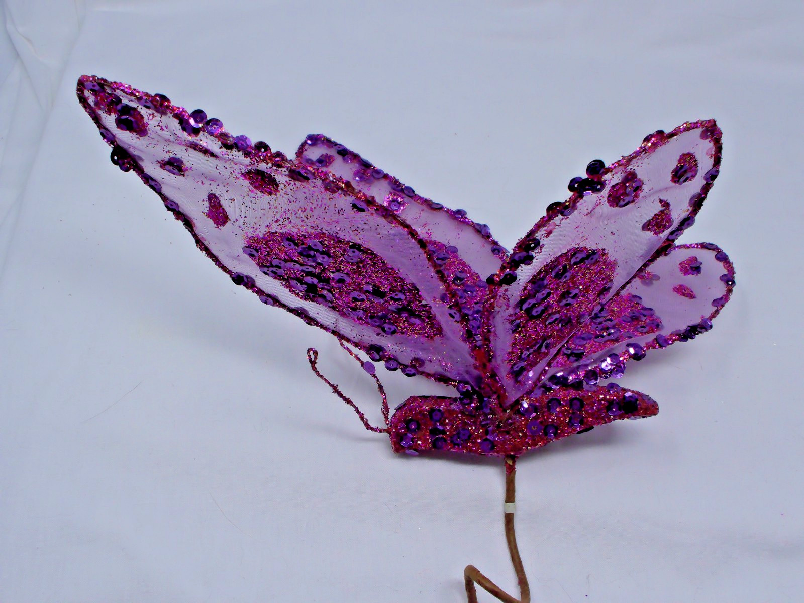 Decorative Purple Butterfly Shaped Floral Pick Decor Adjustable Wings 11″ Long