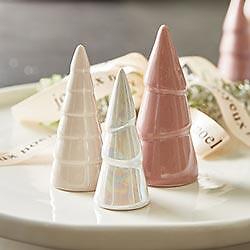 Holiday Ceramic Tree Set Blush Set of 3 Size 6.75in x 4.75in x 2in Lot of 3