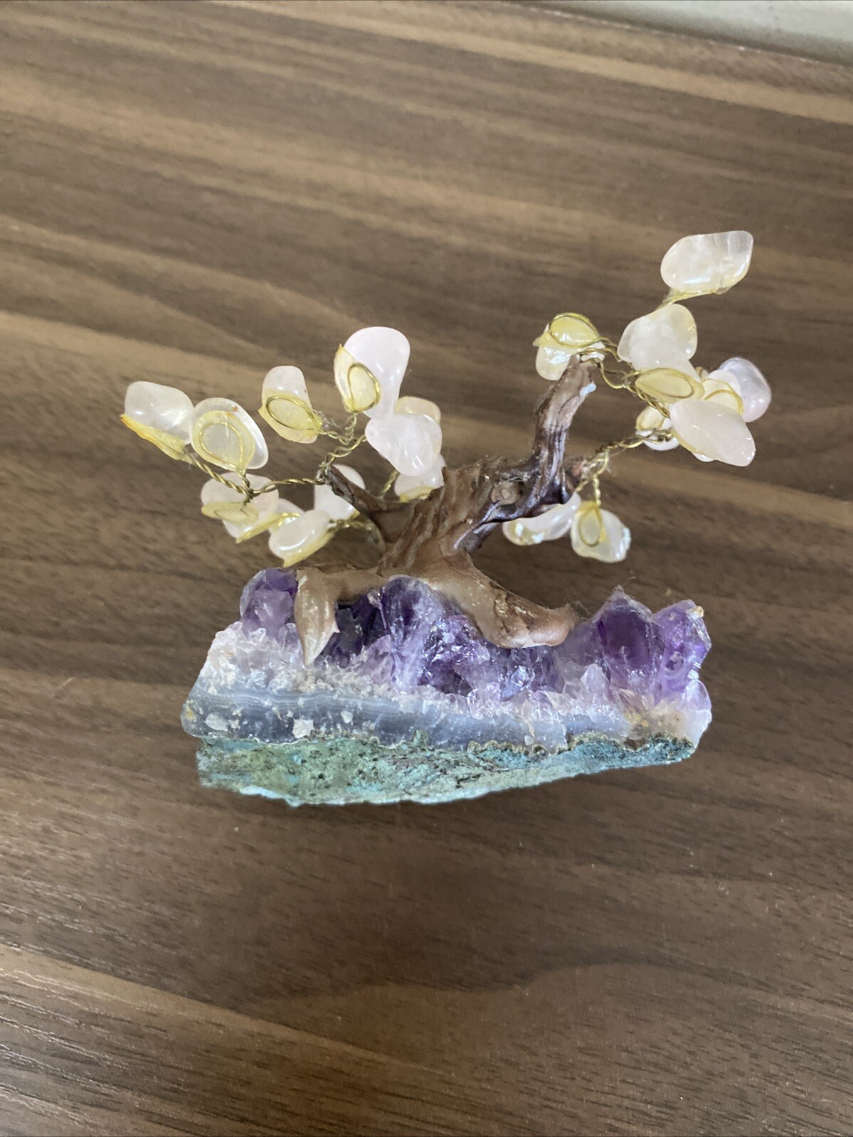 Natural Amethyst Healing Crystal Money Tree on Amethyst Cluster Geode Vintage