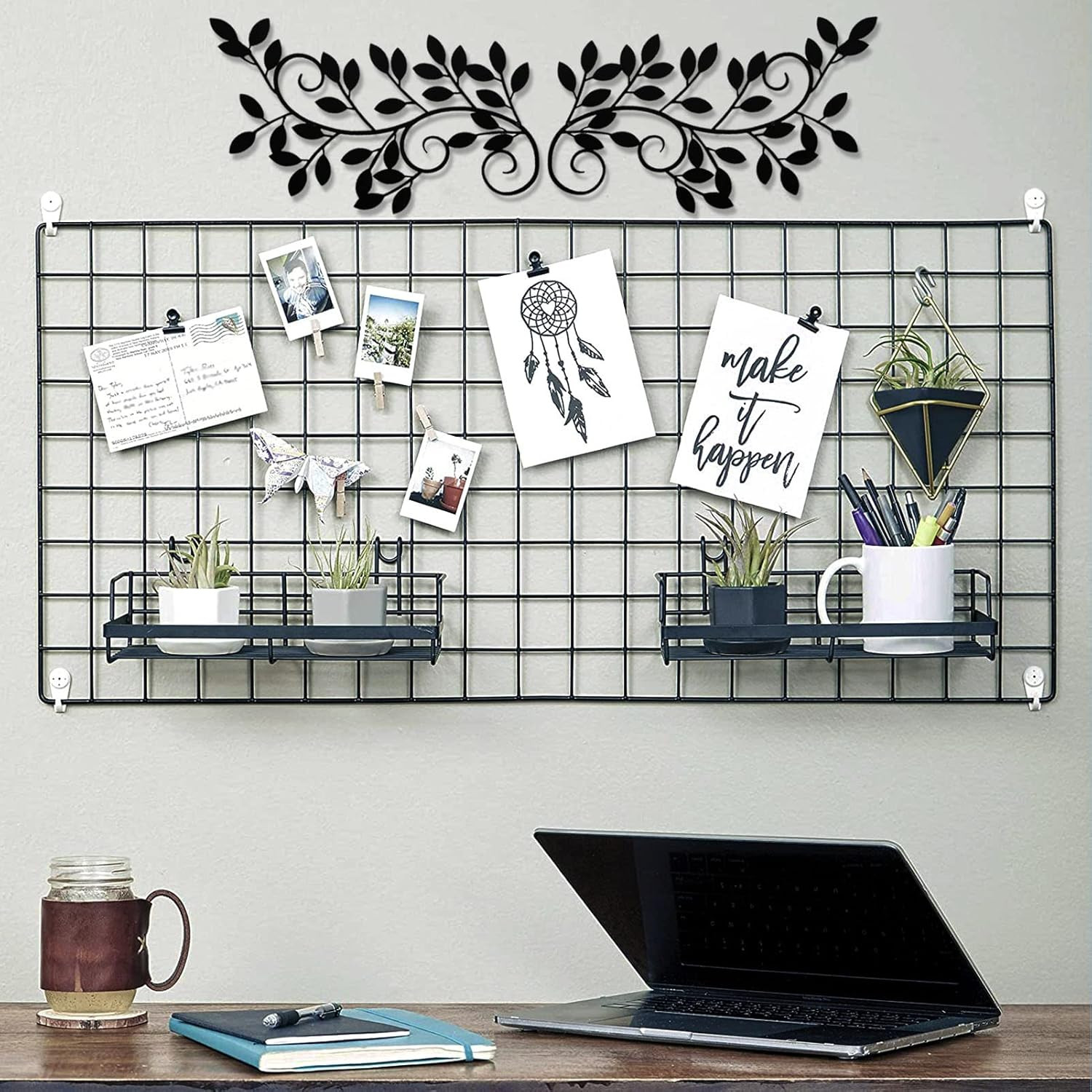2 Pieces Metal Tree Leaf Wall Decor Vine Olive Branch Leaf Wall Art Wrought Iron