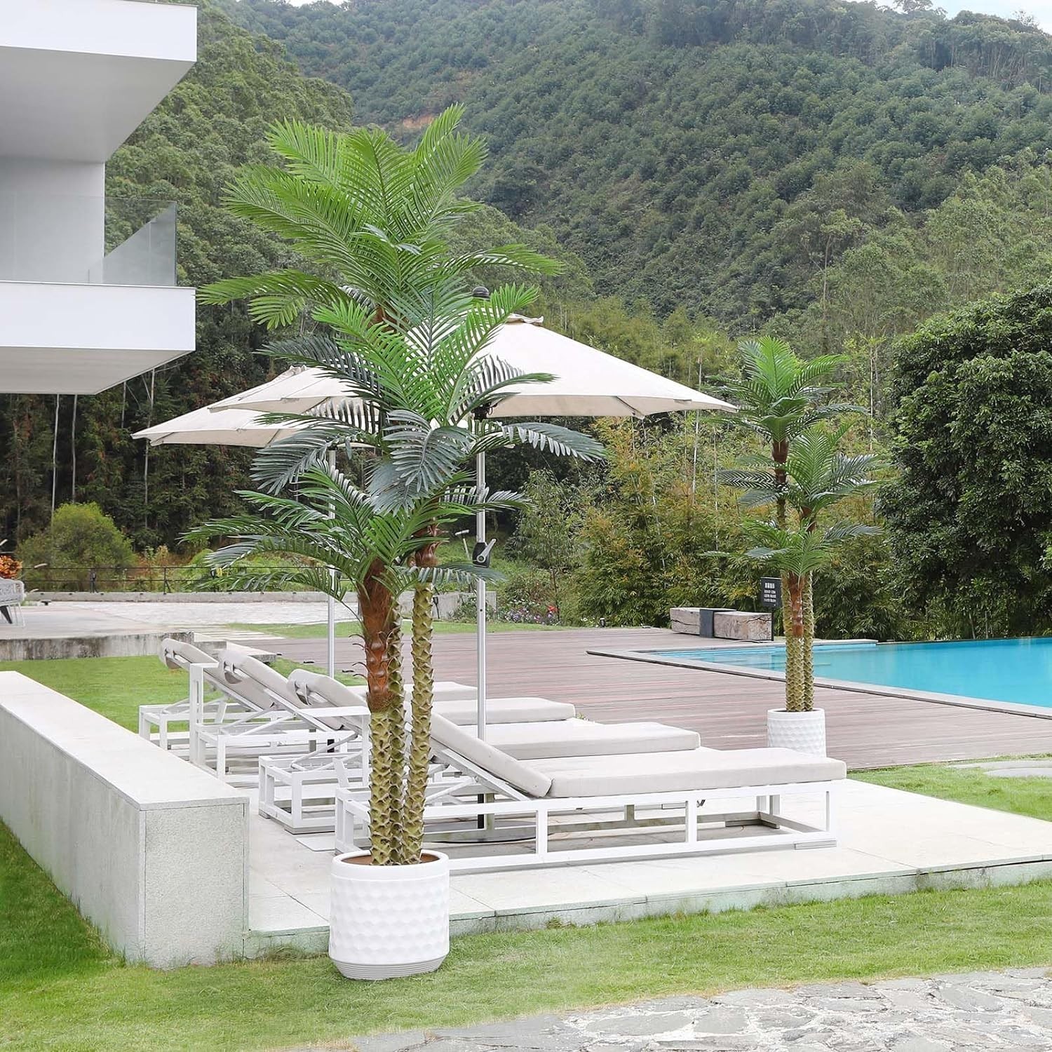 8ft Triple Trunk Artificial Palm Tree for Garden