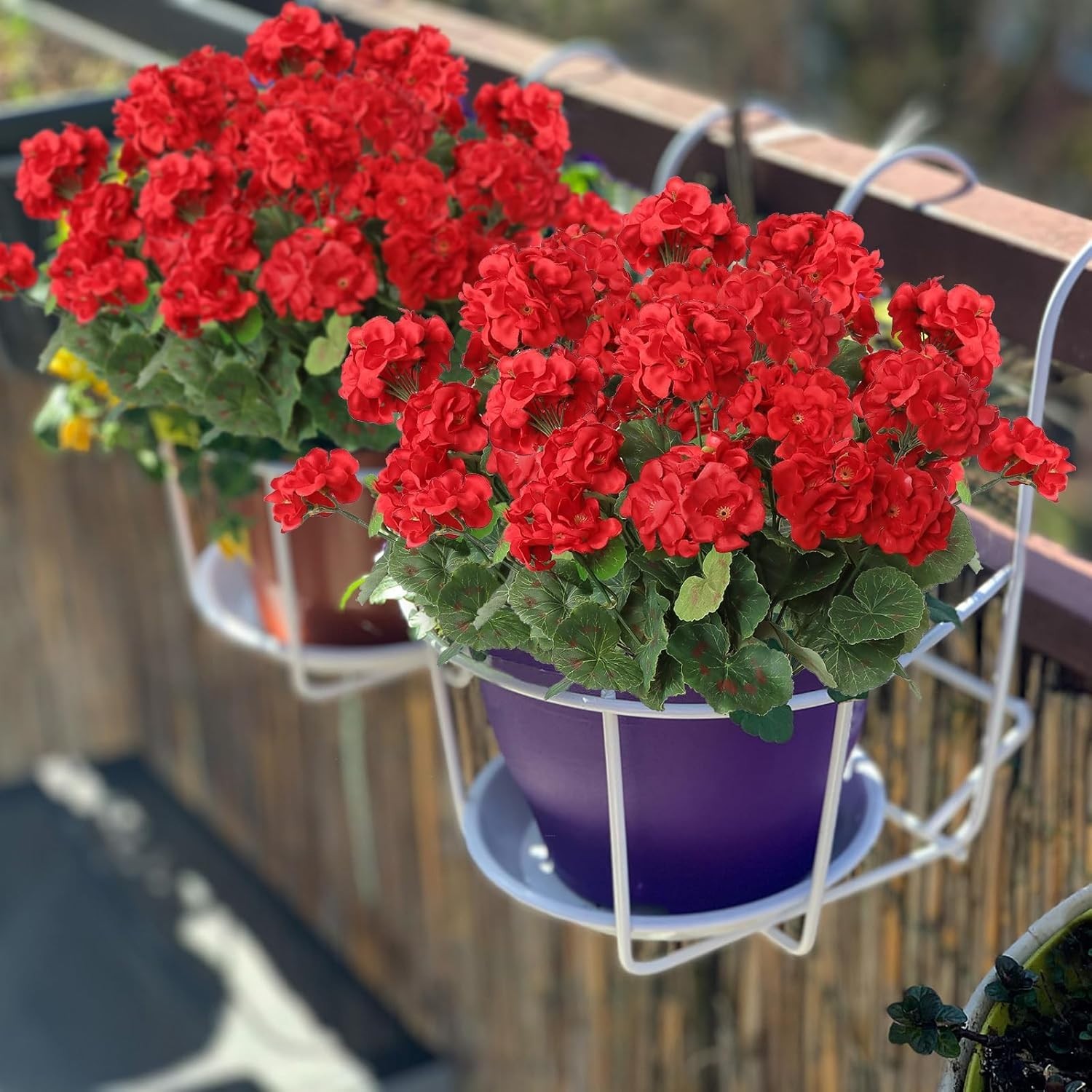 Vibrant Red Faux Geraniums – Pack of 3 for Effortless Spring & Summer Decoration