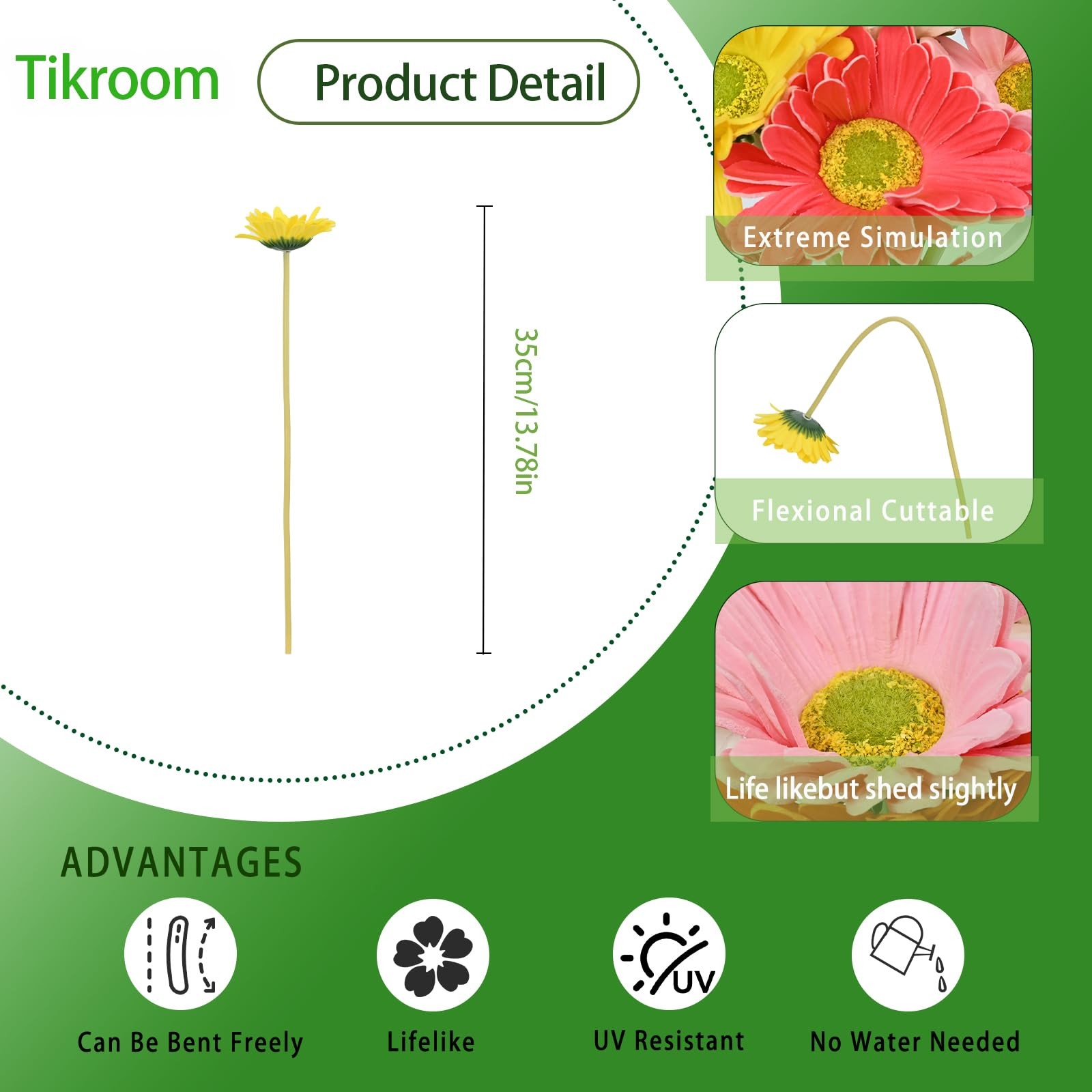 8 Pcs Artificial Gerbera Daisy Flowers Multiclor PU Artificial Fake Daisies R…