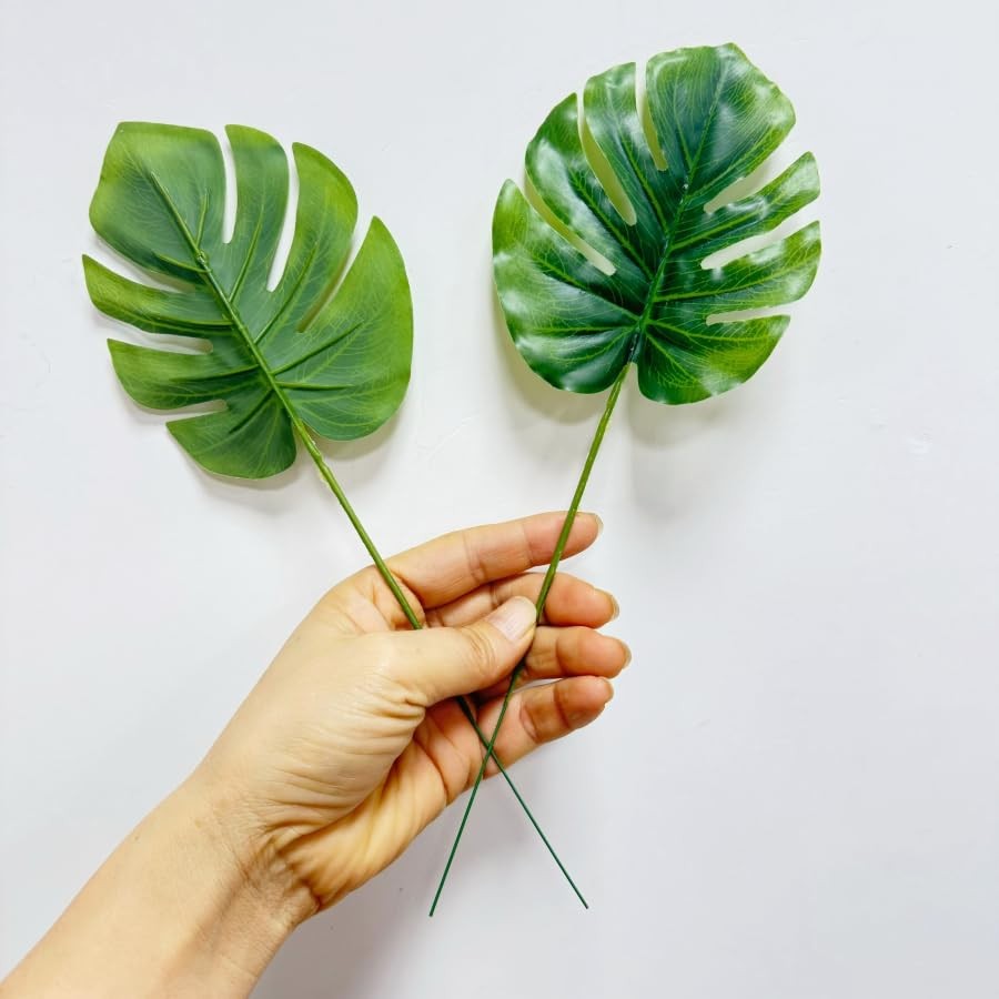 24 Pieces Mini Artificial Palm Leaves,11″ Artificial Leaves for Decoration,Ce…