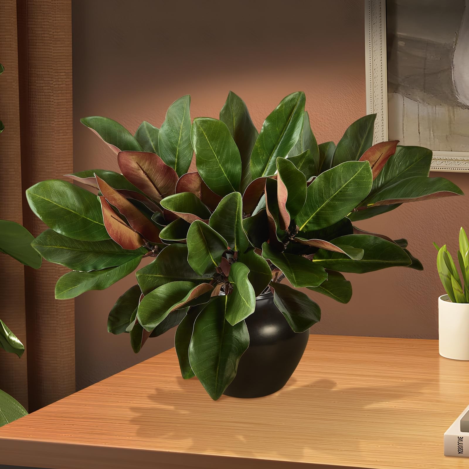 OBDXZHC 4 Pcs Magnolia Artificial Leaves Branches 22 Inch 3D Real Touch Faux …