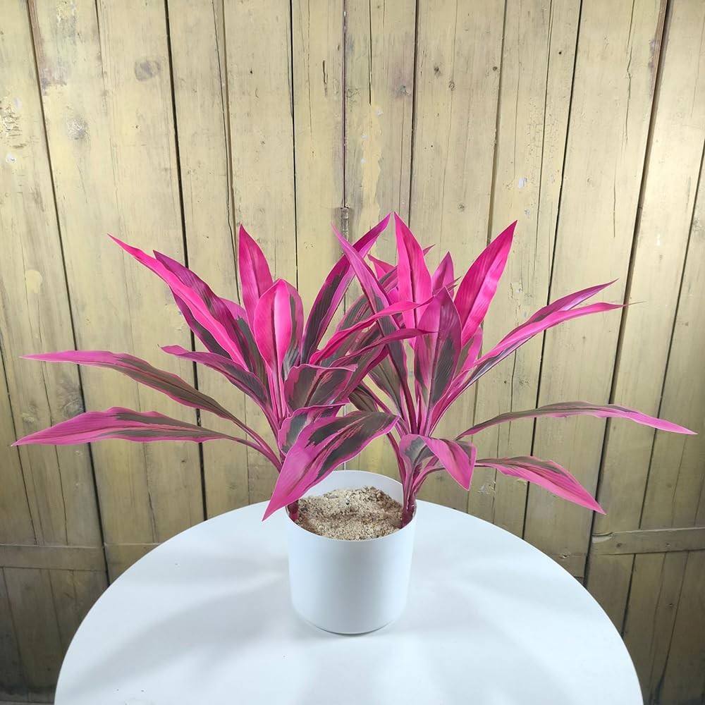 2 Pcs Artificial Cordyline Fruticosa Logs Tropcial Plant 21.6in Fake Dracaena…