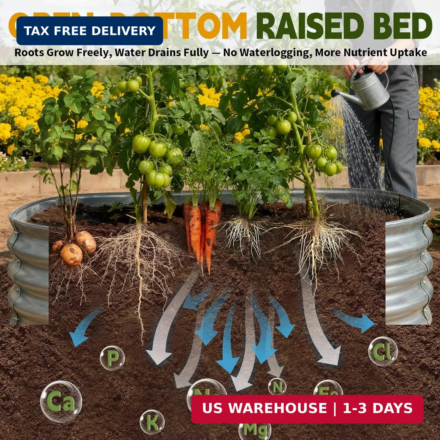 Galvanized Raised Garden Bed Outdoor, Large Raised Bed for Gardening, 4x2x1ft Me