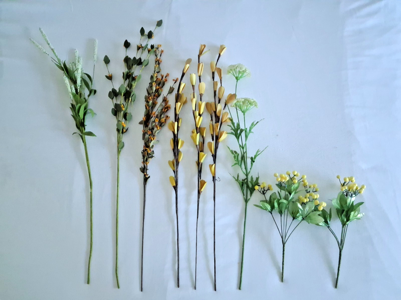 Artificial Mustard Yellow Floral Stem Lot 9 Stems Faux Flowers 12-32″