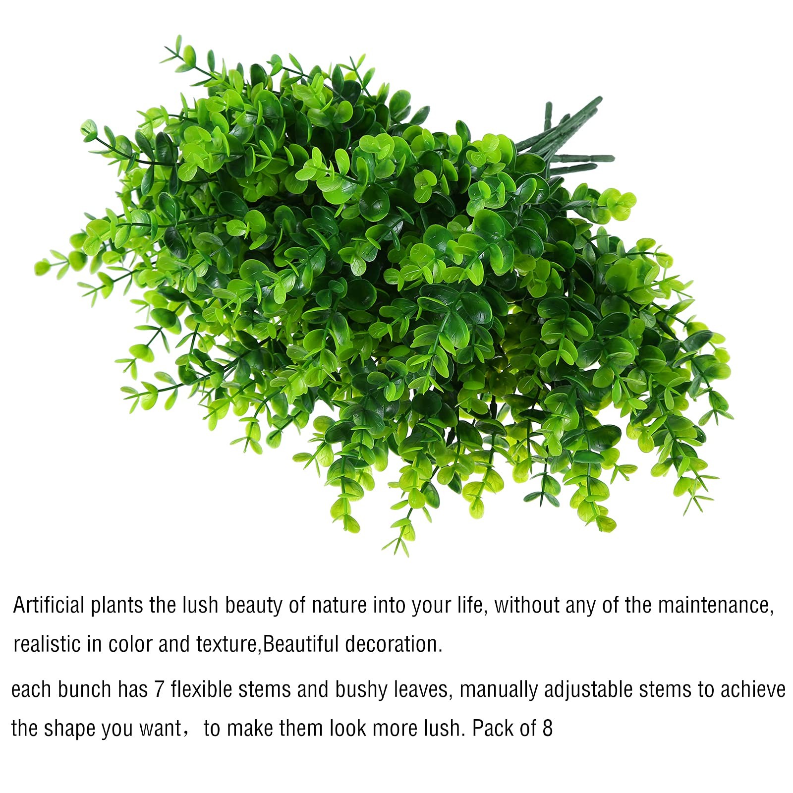 XLFAQXM Artificial Plants Flowers Grass Shrubs 8 Pack No Fade Faux Plastic Flowe