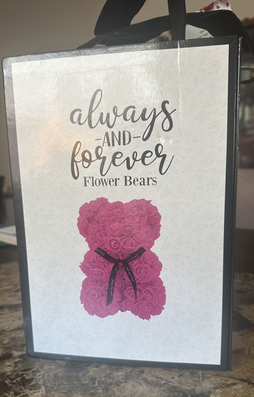 Burgundy Rose Artificial “Always & Forever” Everlasting Flower Bear 9″ w/ box