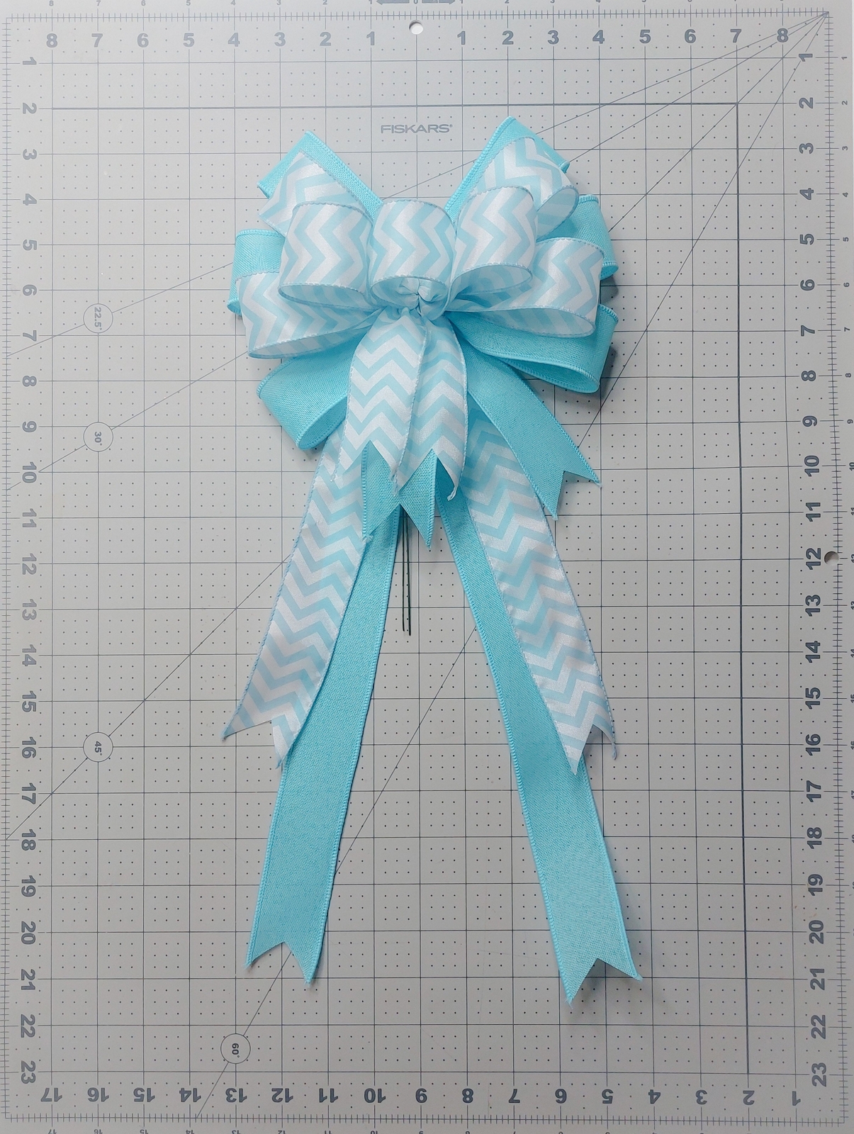Light Blue with Chevron Print Bow
