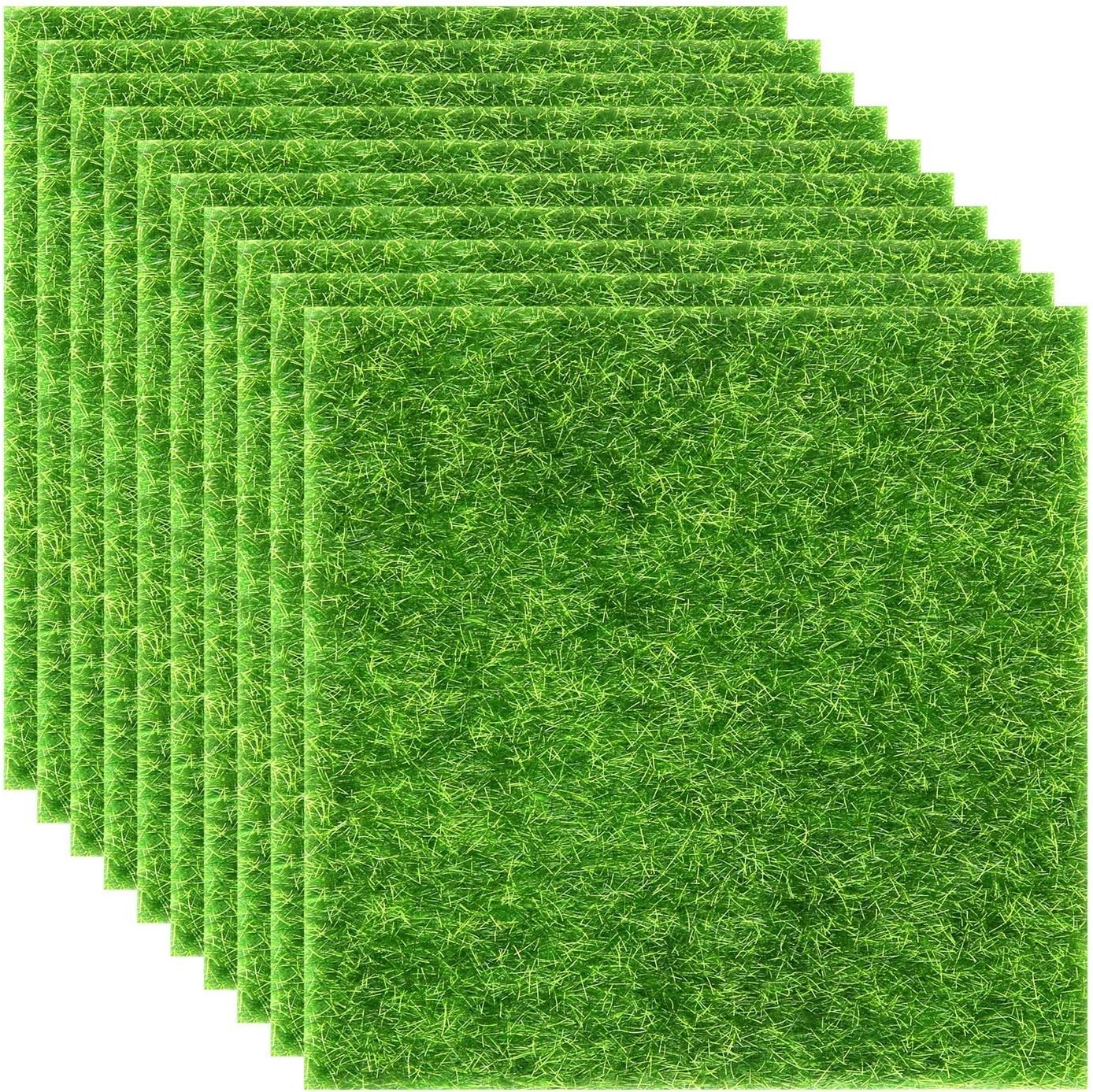 10 Pieces Fake Grass for Crafts Fairy Garden 6 x 6 Inches Artificial Garden G…