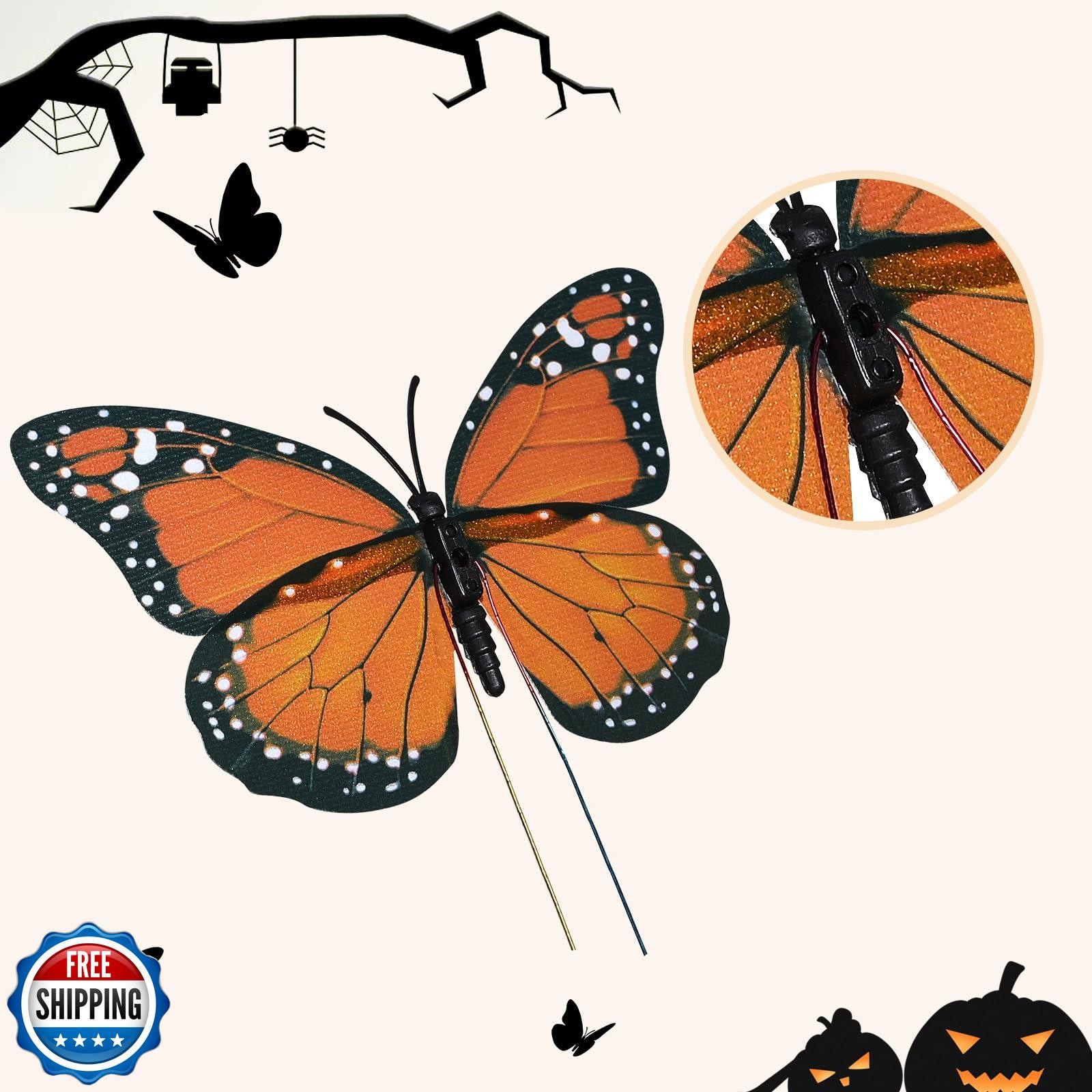 Yzurbu 24PCS Realistic Orange Monarch Butterfly Decorations – Artificial Feat