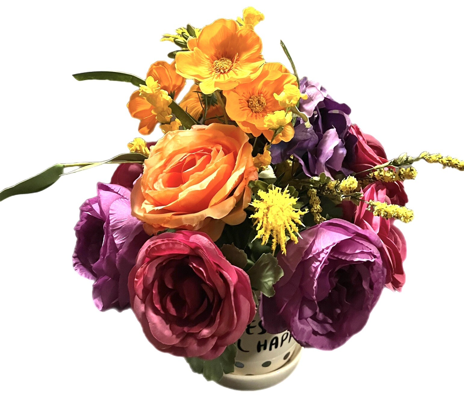 Bright Floral Arrangement “Whatever Makes Your Soul Happy” Planter For 14×14