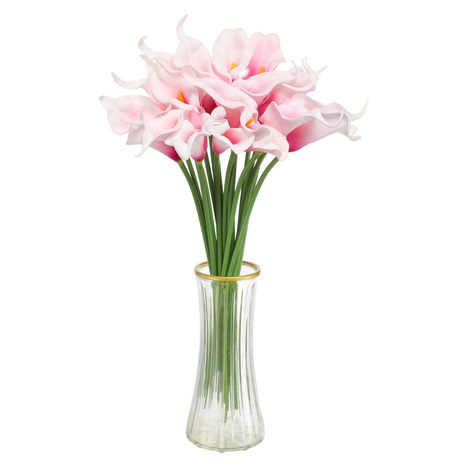 20pcs Artificial Calla Lily Fake Silk Flowers for Home Decor, Gradient Pink