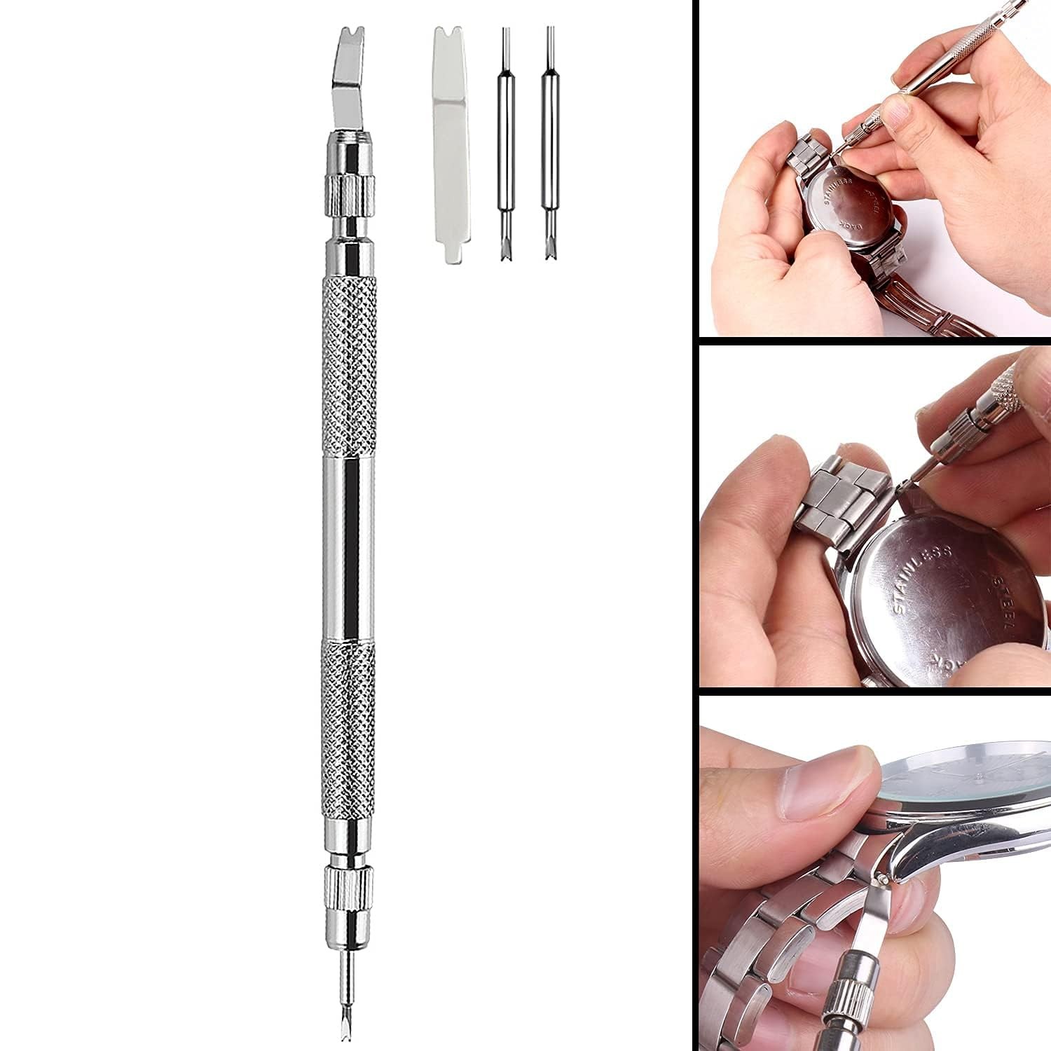 Watch Band Strap Link Pins Remover Repair Tool,24 in 1 Kit with 6 Silver
