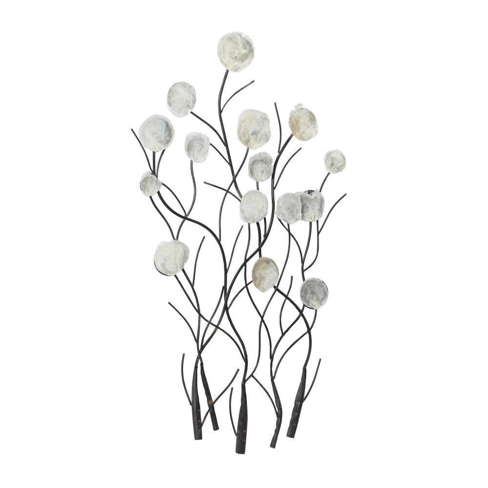 24 In. X 36 In. Capiz Shell White Floral Wall Decor with Capiz Accents