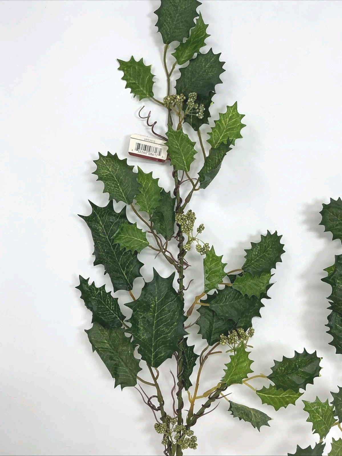 Holly Leaf Floral Pick w Green Berries 22” Vase Basket Filler 2 Picks Artificial