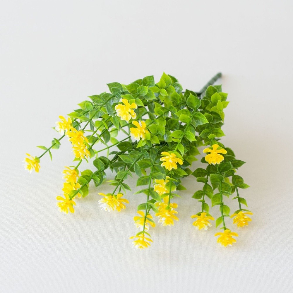 Realistic Artificial Tea Flower with Eucalyptus Leaves 36cm Plastic Plant