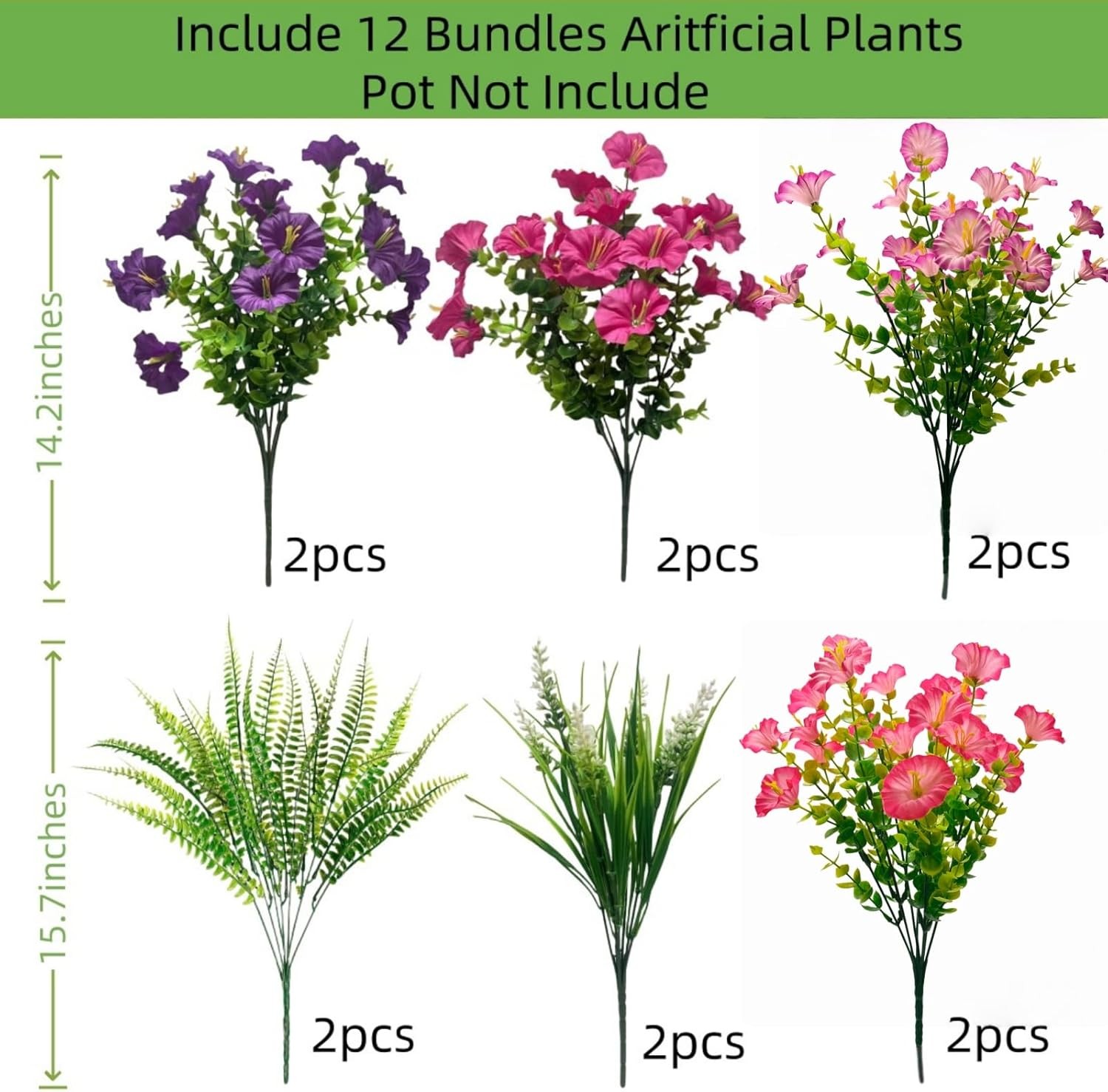 Artificial Petunias Flowers Faux Plants for Spring Outdoor Porch Planter