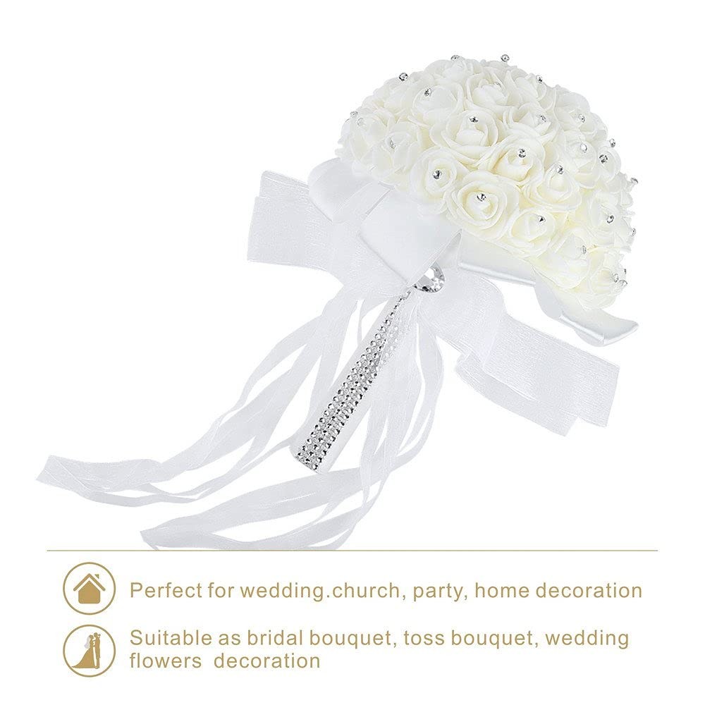 Wedding Bridal Bouquet, Handmade Crystal Ribbon Rhinestone Wedding Bridesmaid…