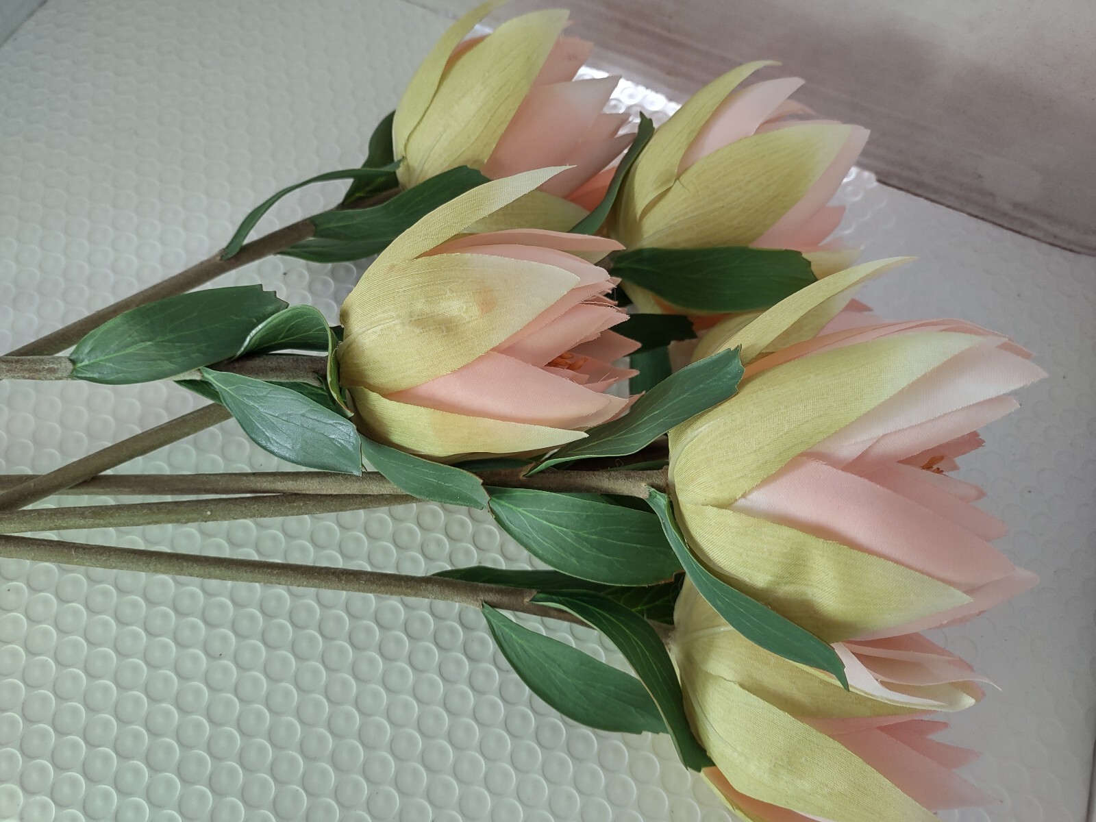Artificial lotus blossom flower Stems (Six Stems) PEACH