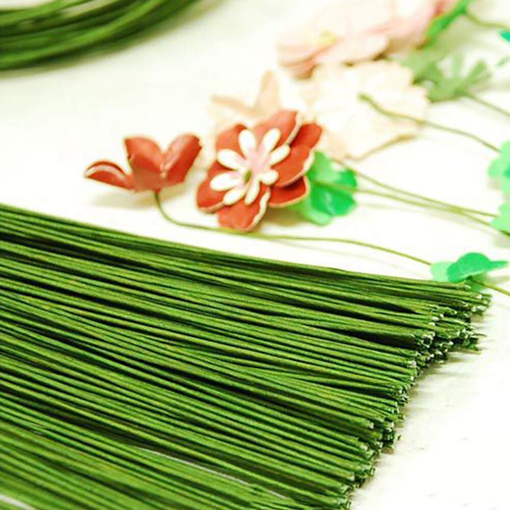 100pcs Floral Stem Wire Plastic Artificial Flower Green Stem Rod Plant Stub Wire