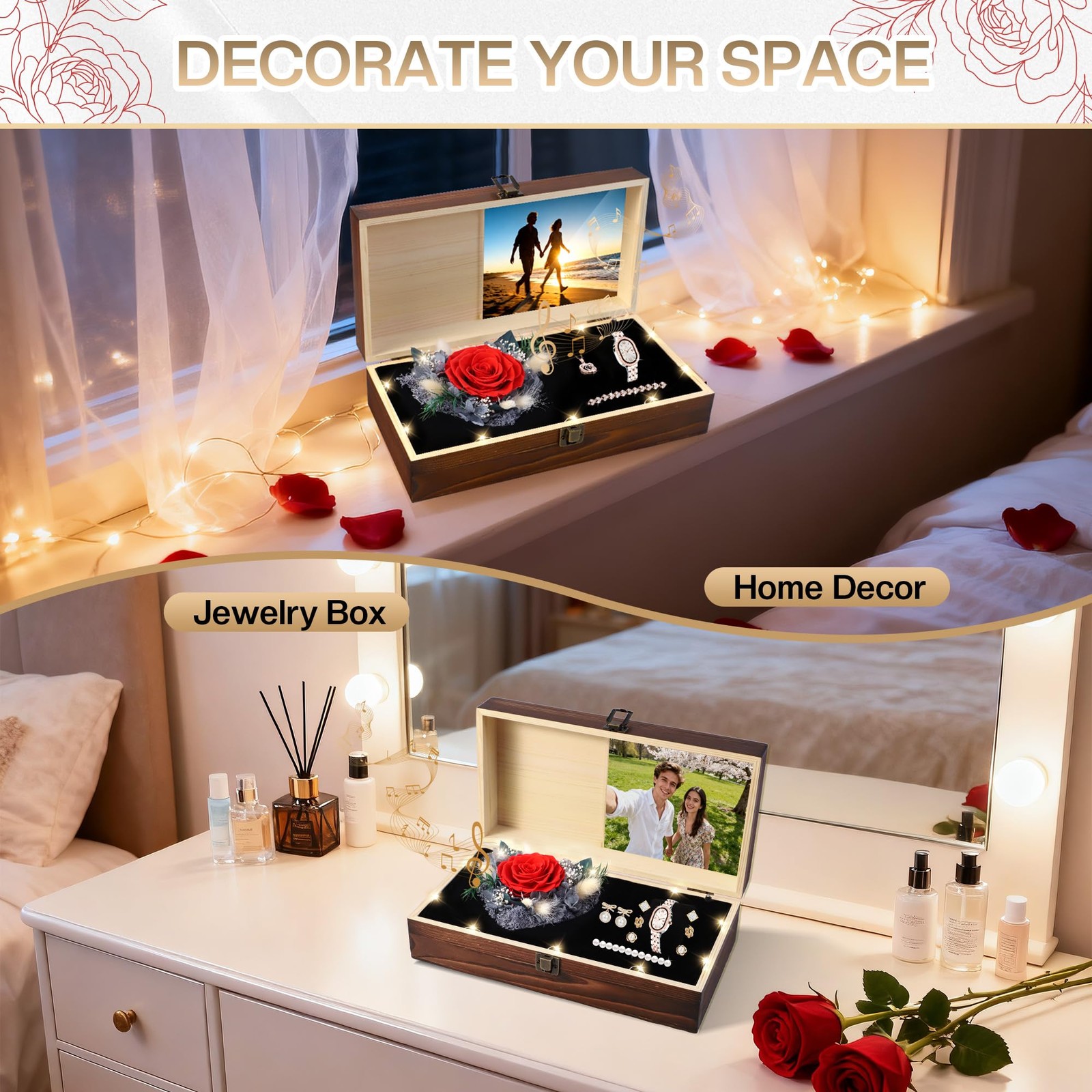 Pasuvsigr Preserved Rose Gift Set for Wife Women, Forever Rose with 100 Langu…