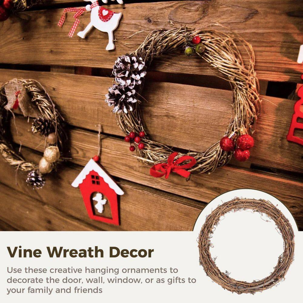 0.78 In. 6-Piece Natural Grapevine Wreath 8 In. Brown Artificial Plant Vine for
