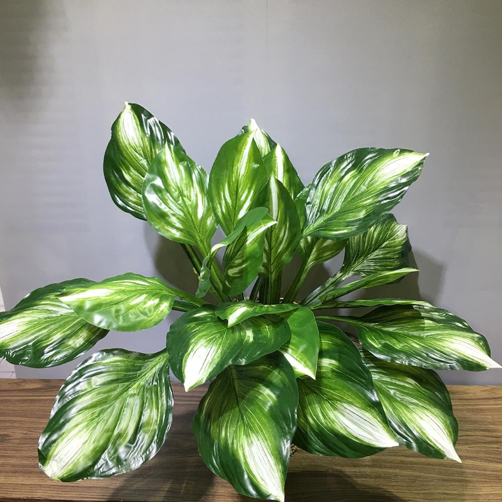2Pcs Artificial Halcyon Hosta Perennial Plants 19″ Large Faux Cordyline Shade…
