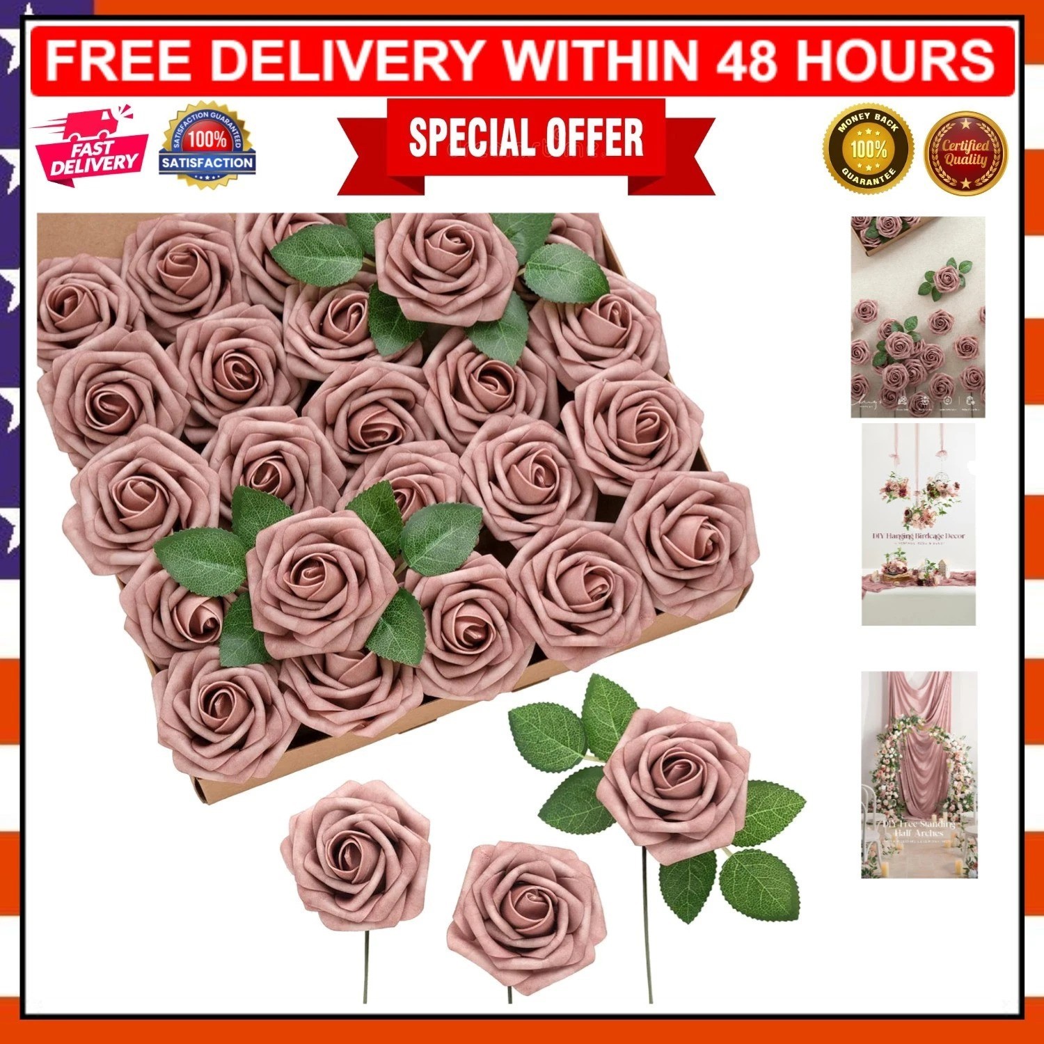 Stunning 25 Pcs Dusty Rose Foam Roses – Perfect for DIY Projects & Celebrations