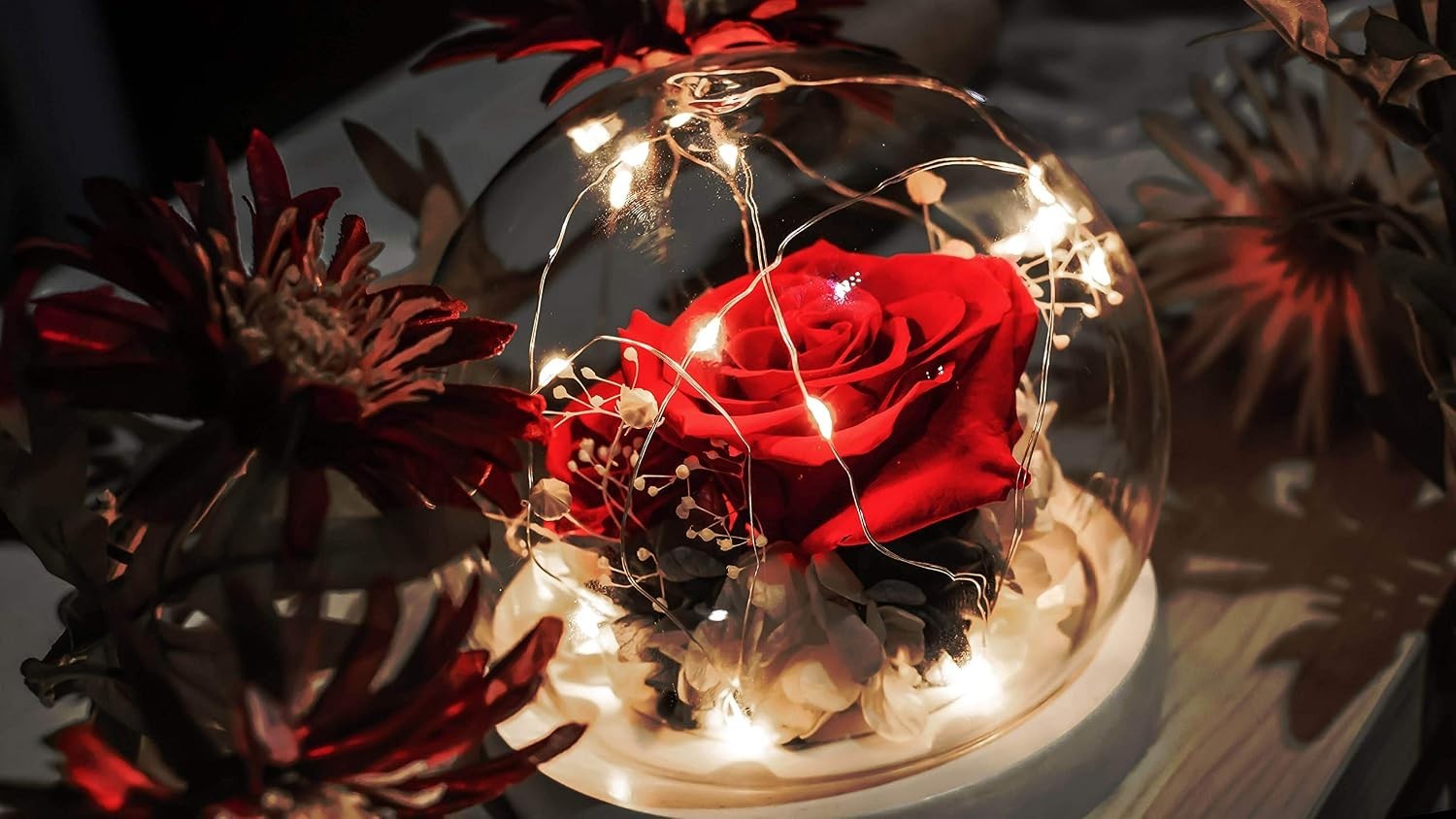 Forever Flowers Real Eternal Roses Preserved Flowers Gift with LED Mood Light…